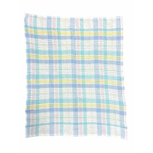 Vintage Beacon Baby Blanket Pastel Plaid Stripe 100% Cotton USA Made 30" x 40"
